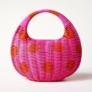NWT Kate Spade NY x Target Polka Dot Wicker Crescent Bag Pink/Red IN-HAND